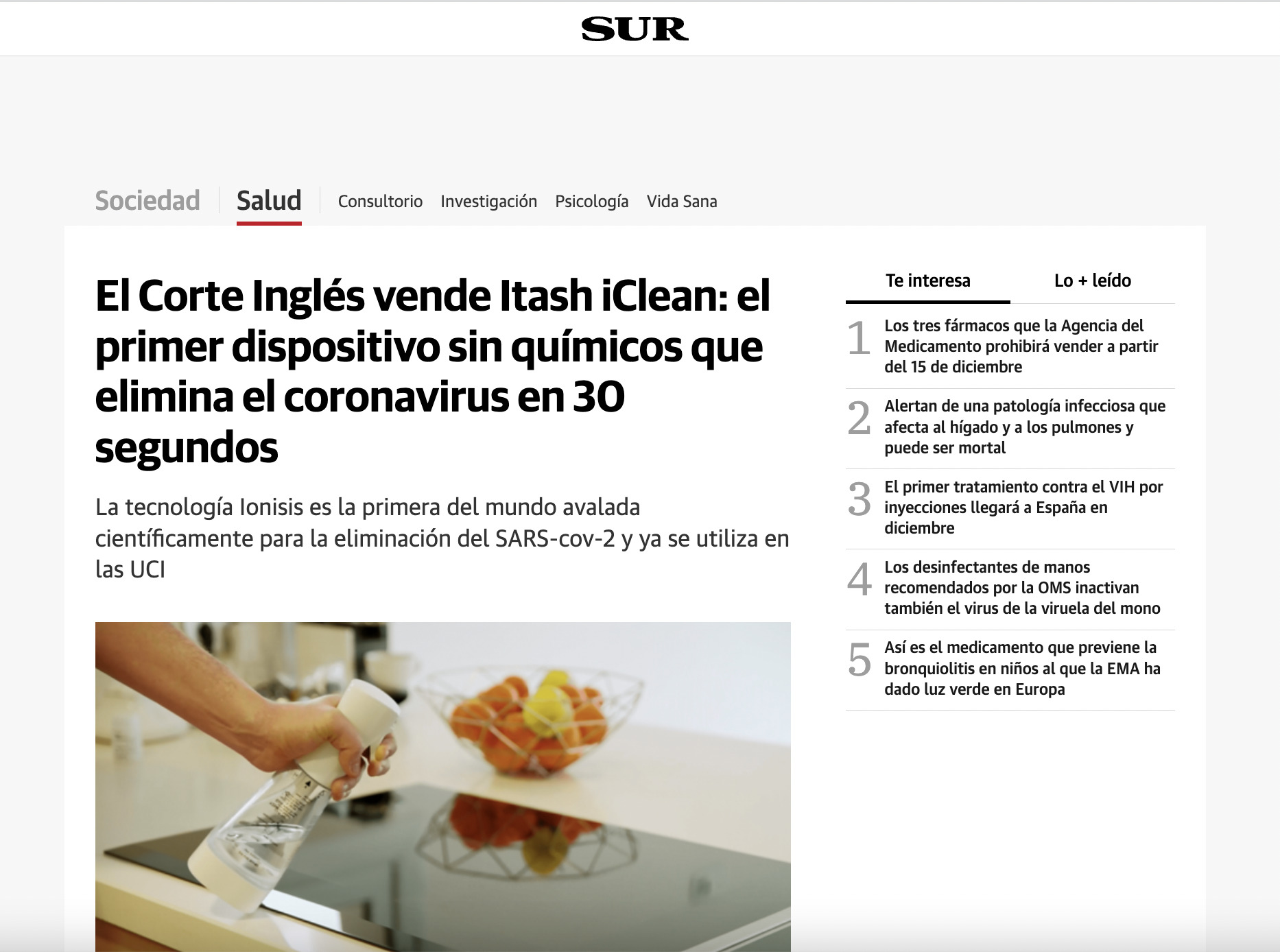 Noticia Prensa ITASH iClean Diario Sur